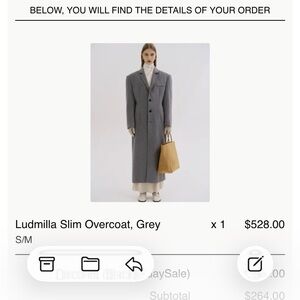 Source Unknown Grey Wool Long Overcoat